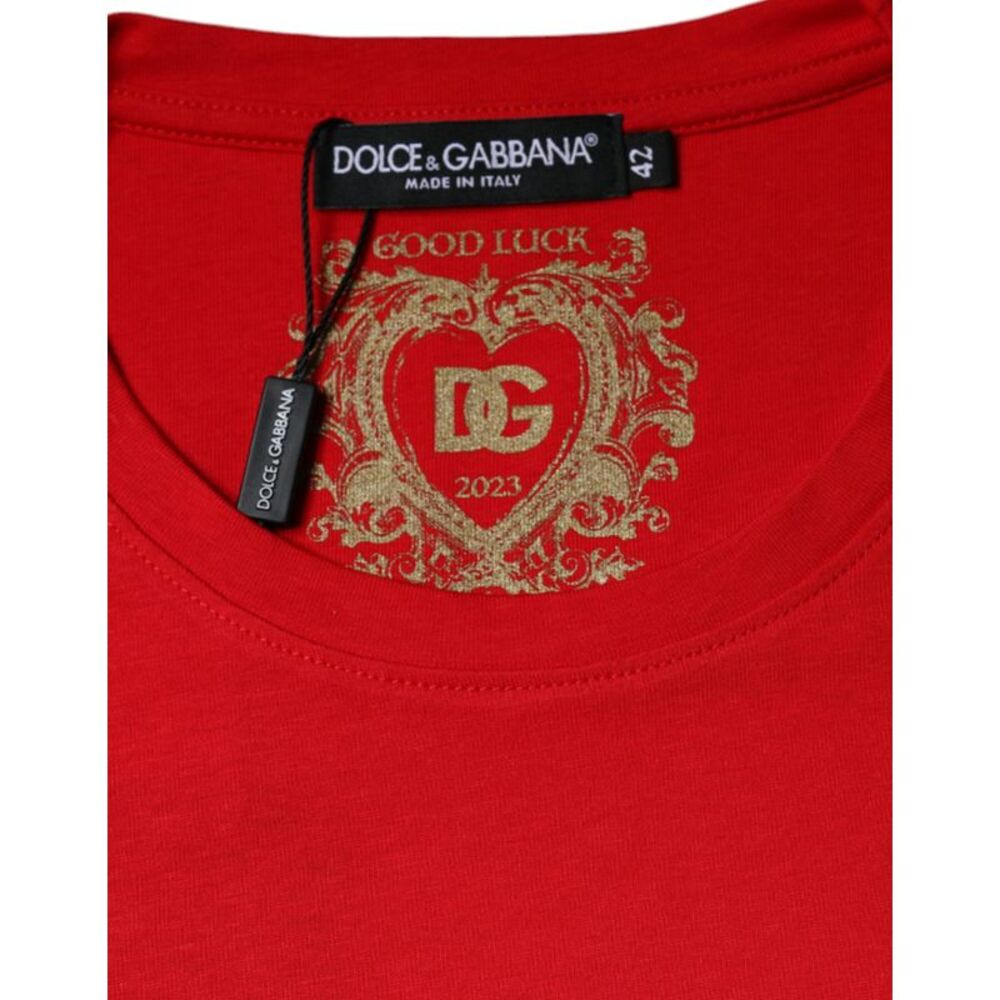 Dolce & Gabbana Dolce Gabbana TSH86519 Red Cotton TShirt Women Red Tops & - Picture 6 of 6